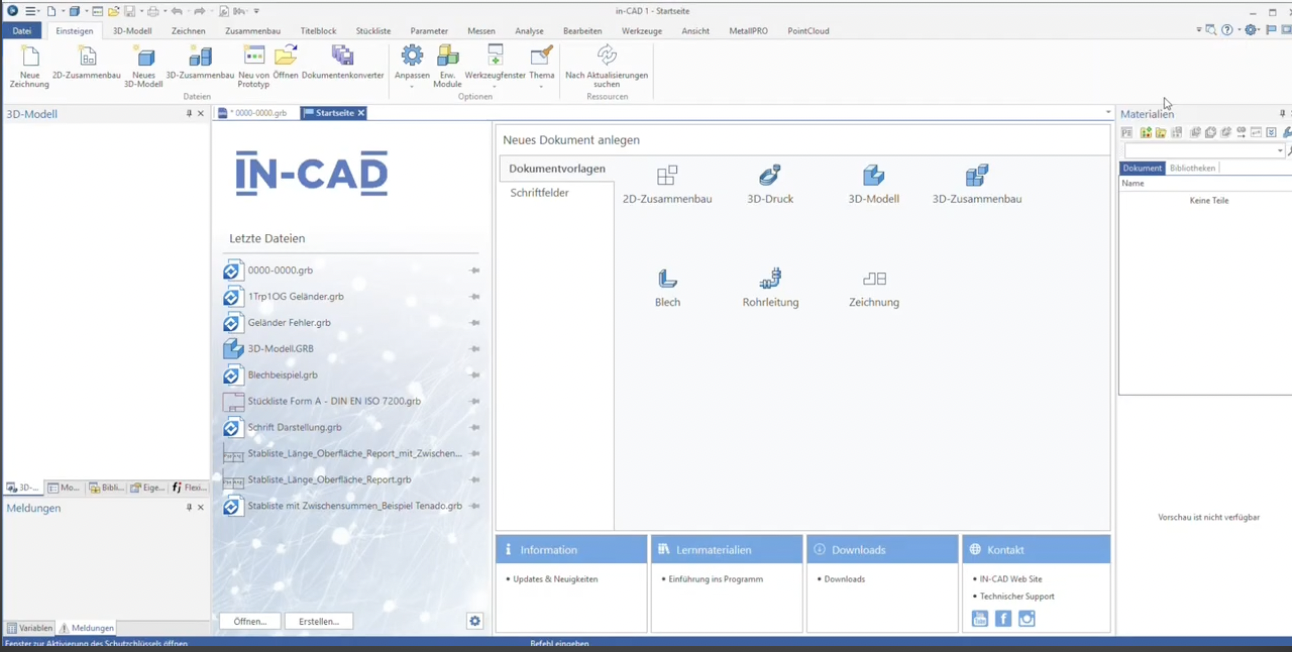 IN-CAD Anwendung Screenshot